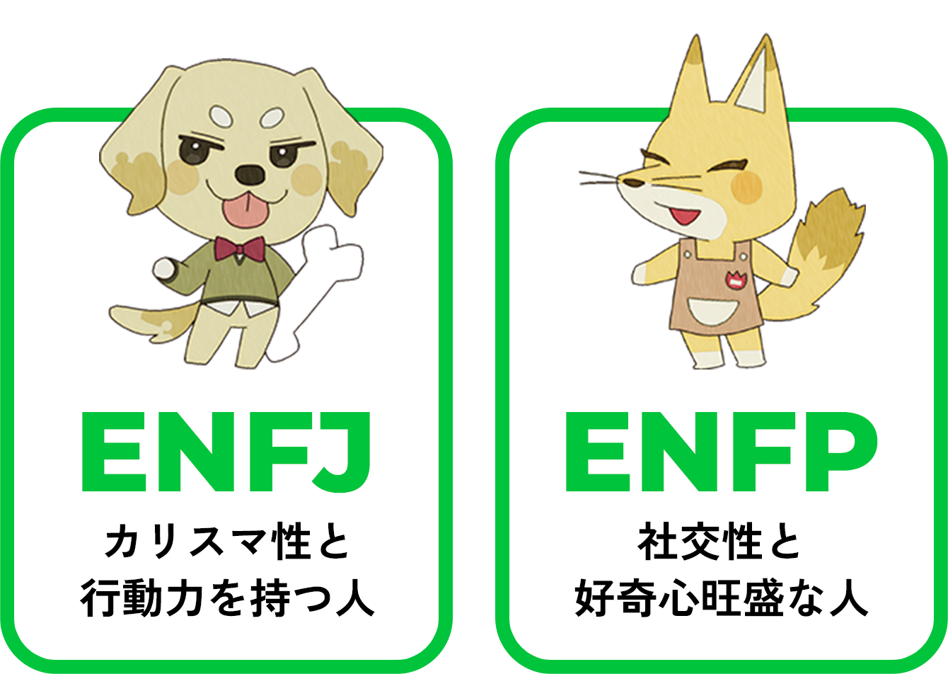 ENFJ カリスマ性と行動力を持つ人/ENFP 社交性と好奇心旺盛な人